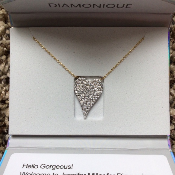 Diamonique x Jennifer Miller Signature Boxed Pave Heart Necklace - Picture 2 of 8